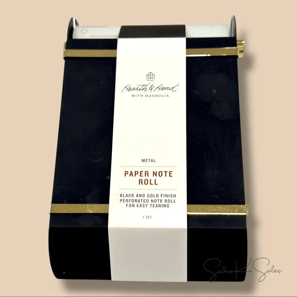 Metal Note Paper Roll Dispenser Black/Brass‎ - Hearth & Hand Magnolia, Target